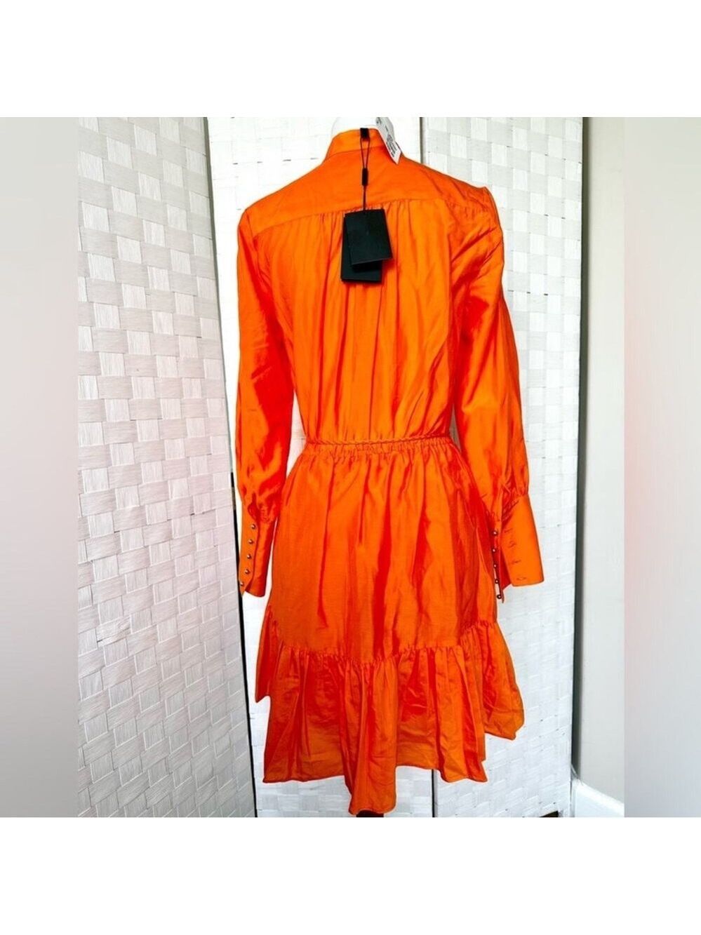 Robert Rodriguez Orange Silk Ling Sleeve Dress With Belt Size 2 NWT - Picture 5 of 13